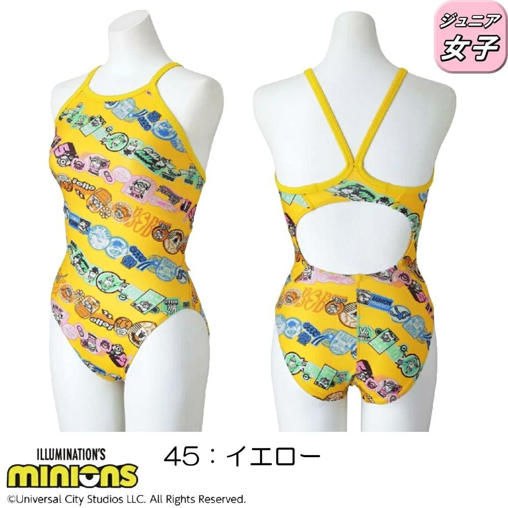 ミズノMIZUNO競泳水着ジュニア女子練習用エクサースーツミディアムカットEXERSUITSU-FitミニオンズMINIONS2025年春夏モデルN2MAC496