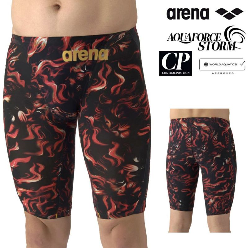 ARENAアリーナ競泳水着メンズアクアフォースストームAQUAFORCESTORMCPWA承認モデルレーシングスパッツハーフレッグ高速水着短距離選手向きarenaINDOMITUSfinaマークありAS5FRCS1M