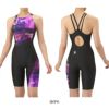 アリーナARENA競泳水着レディースWA承認モデルレーシングワンピーススパッツオープンバックハーフレッグオールインワンAQUARACINGECOAQUASTRIPE-D2025年秋冬モデルAS5FRC55Lfinaマークあり