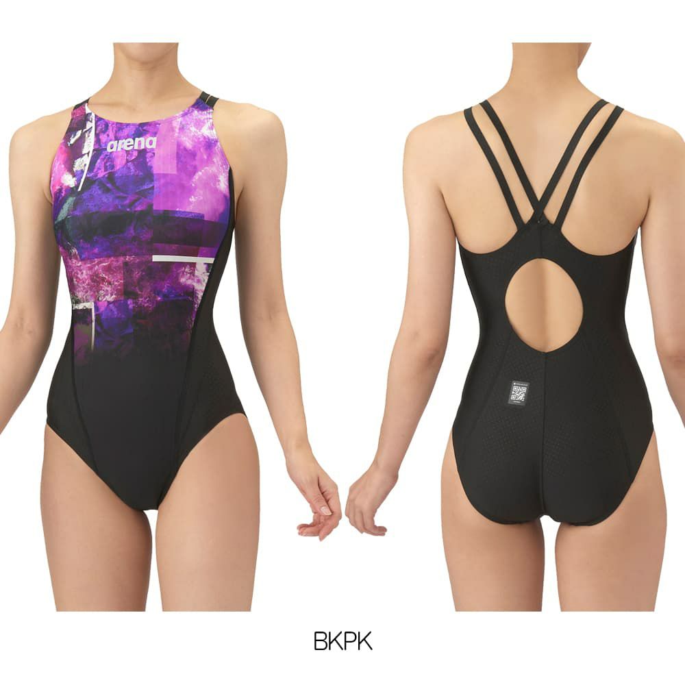 アリーナARENA競泳水着レディースWA承認モデルレーシングワンピースオープンバックAQUARACINGECOAQUASTRIPE-D2025年秋冬モデルAS5FRC56Lfinaマークあり