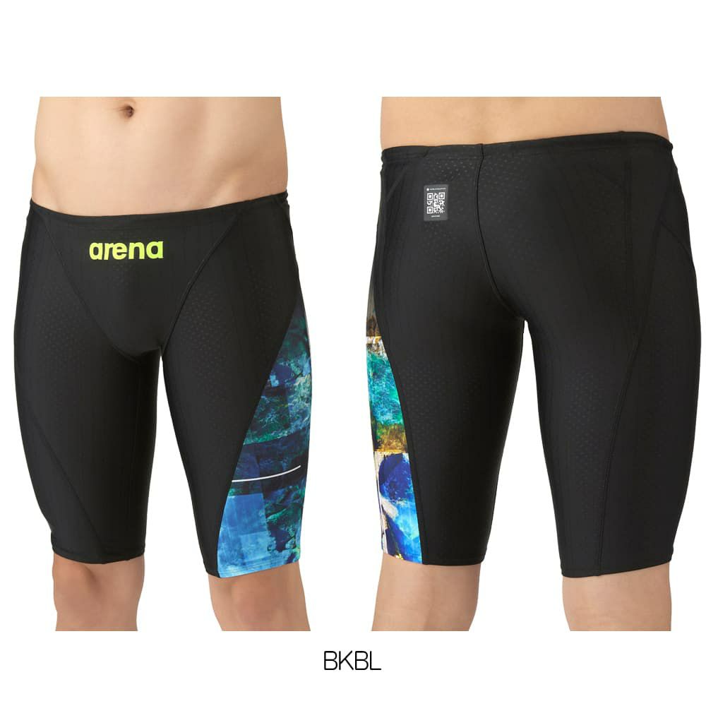 アリーナARENA競泳水着メンズWA承認モデルレーシングスパッツハーフレッグAQUARACINGECOAQUASTRIPE-D2025年秋冬モデルAS5FRC57Mfinaマークあり