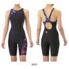 アリーナARENA競泳水着レディースWA承認モデルレーシングワンピーススパッツオープンバックハーフレッグオールインワンAQUARACINGAQUASTRIPE-D2025年秋冬モデルAS5FRC60Lfinaマークあり