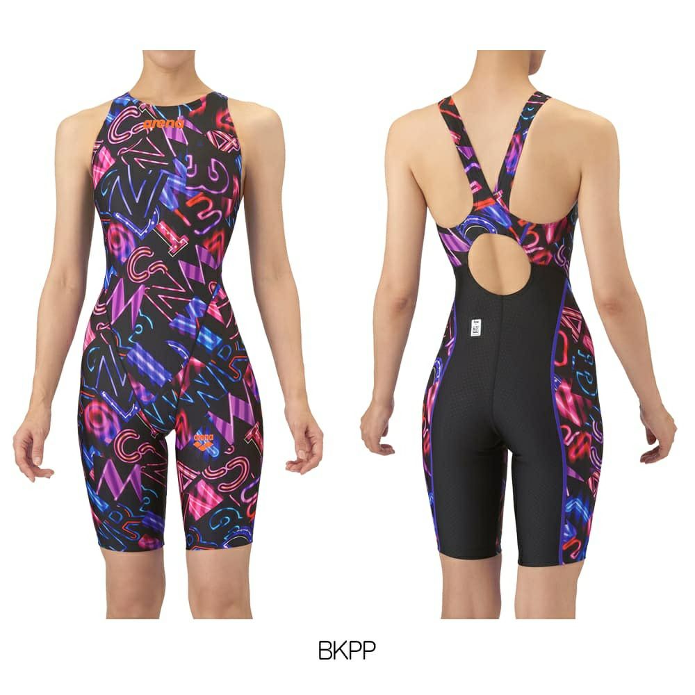 アリーナARENA競泳水着レディースWA承認モデルレーシングワンピーススパッツオープンバックハーフレッグオールインワンAQUARACINGAQUASTRIPE-D2025年秋冬モデルAS5FRC61Lfinaマークあり