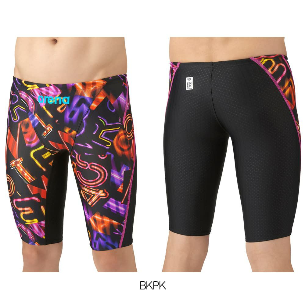 アリーナARENA競泳水着メンズWA承認モデルレーシングスパッツハーフレッグAQUARACINGAQUASTRIPE-D2025年秋冬モデルAS5FRC62Mfinaマークあり