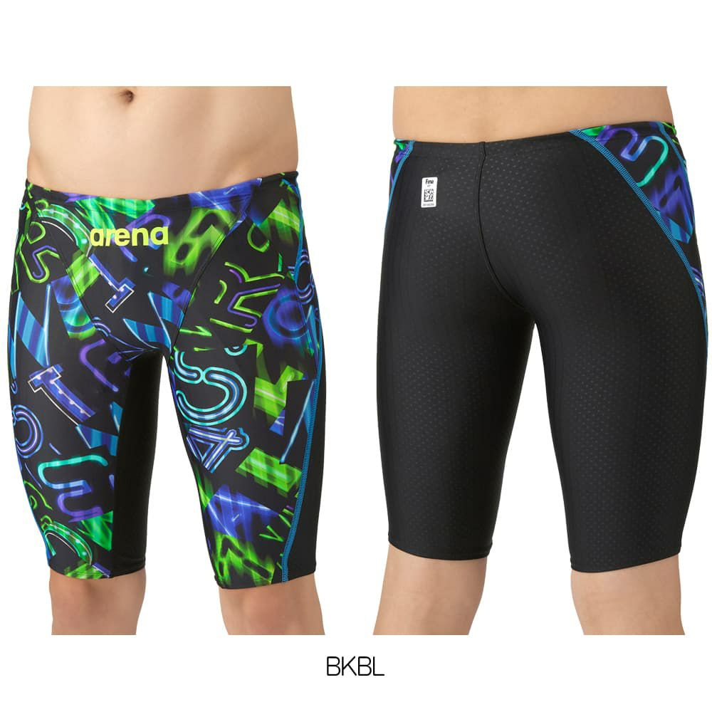 アリーナARENA競泳水着メンズWA承認モデルレーシングスパッツハーフレッグAQUARACINGAQUASTRIPE-D2025年秋冬モデルAS5FRC62Mfinaマークあり