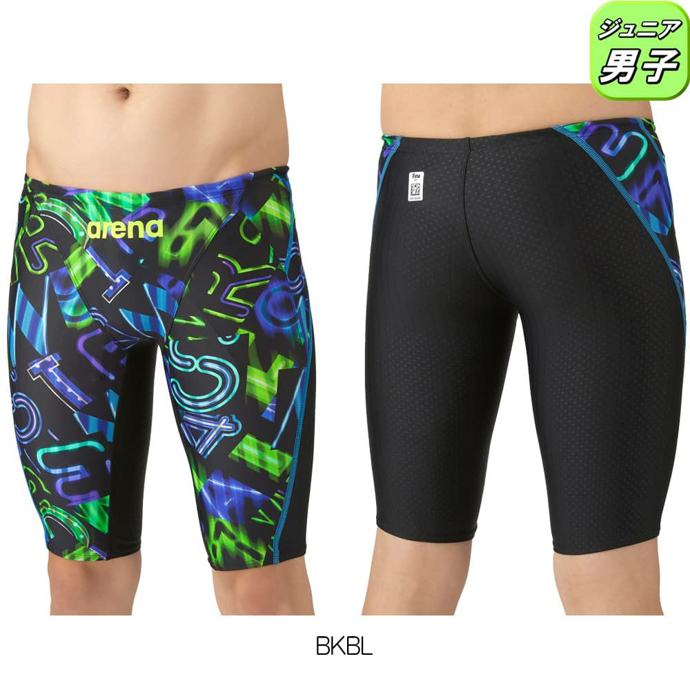 アリーナARENA競泳水着ジュニア男子WA承認モデルレーシングスパッツハーフレッグAQUARACINGAQUASTRIPE-D2025年秋冬モデルAS5FRC62Bfinaマークあり