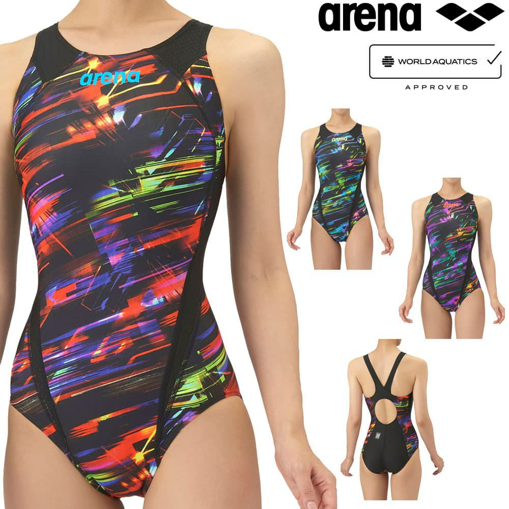 アリーナARENA競泳水着レディースWA承認モデルレーシングワンピースオープンバックAQUARACINGECOAQUASTRIPE-D2025年秋冬モデルAS5FRC64Lfinaマークあり