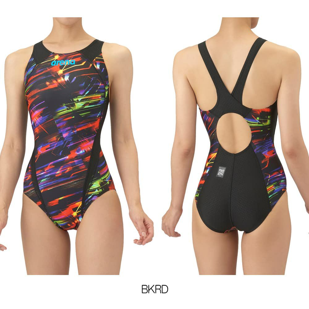 アリーナARENA競泳水着レディースWA承認モデルレーシングワンピースオープンバックAQUARACINGECOAQUASTRIPE-D2025年秋冬モデルAS5FRC64Lfinaマークあり