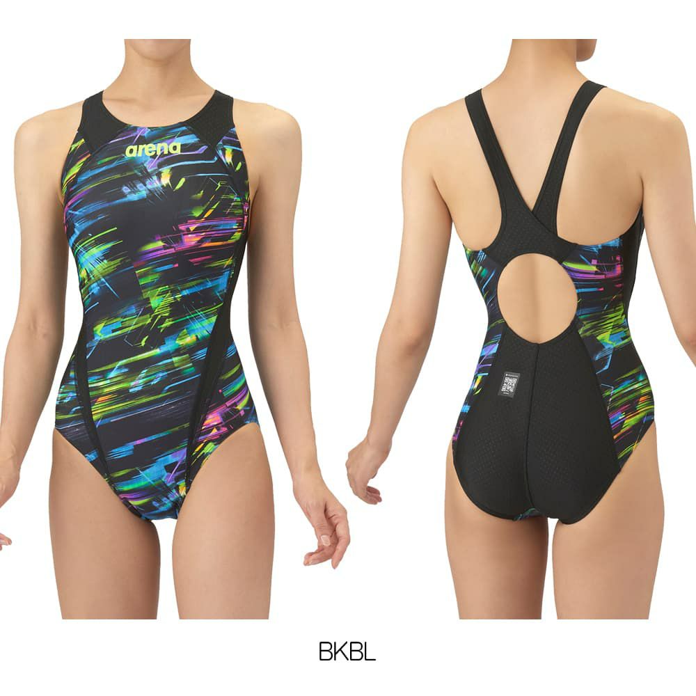 アリーナARENA競泳水着レディースWA承認モデルレーシングワンピースオープンバックAQUARACINGECOAQUASTRIPE-D2025年秋冬モデルAS5FRC64Lfinaマークあり