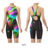 アリーナARENA競泳水着レディースWA承認モデルレーシングワンピーススパッツオープンバックハーフレッグオールインワンAQUARACINGAQUASTRIPE-D2025年秋冬モデルAS5FRC65Lfinaマークあり