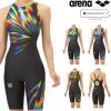 アリーナARENA競泳水着レディースWA承認モデルレーシングワンピーススパッツオープンバックハーフレッグオールインワンAQUARACINGAQUASTRIPE-D2025年秋冬モデルAS5FRC66Lfinaマークあり