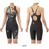 アリーナARENA競泳水着レディースWA承認モデルレーシングワンピーススパッツオープンバックハーフレッグオールインワンAQUARACINGAQUASTRIPE-D2025年秋冬モデルAS5FRC66Lfinaマークあり