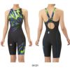 アリーナARENA競泳水着レディースWA承認モデルレーシングワンピーススパッツオープンバックハーフレッグオールインワンAQUARACINGAQUASTRIPE-D2025年秋冬モデルAS5FRC66Lfinaマークあり