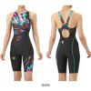 アリーナARENA競泳水着レディースWA承認モデルレーシングワンピーススパッツオープンバックハーフレッグオールインワンAQUARACINGAQUASTRIPE-D2025年秋冬モデルAS5FRC66Lfinaマークあり