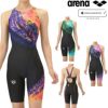 アリーナARENA競泳水着レディースWA承認モデルレーシングワンピーススパッツオープンバックハーフレッグオールインワンAQUARACINGAQUASTRIPE-D2025年秋冬モデルAS5FRC68Lfinaマークあり