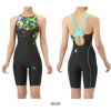 アリーナARENA競泳水着レディースWA承認モデルレーシングワンピーススパッツオープンバックハーフレッグオールインワンAQUARACINGAQUASTRIPE-D2025年秋冬モデルAS5FRC69Lfinaマークあり