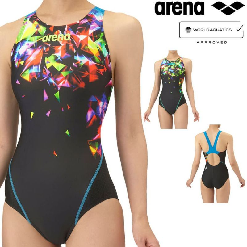 アリーナARENA競泳水着レディースWA承認モデルレーシングワンピースオープンバックAQUARACINGAQUASTRIPE-D2025年秋冬モデルAS5FRC70Lfinaマークあり