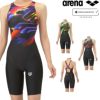 アリーナARENA競泳水着レディースWA承認モデルレーシングワンピーススパッツオープンバックハーフレッグオールインワンAQUARACINGAQUASTRIPE-D2025年秋冬モデルAS5FRC71Lfinaマークあり
