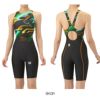 アリーナARENA競泳水着レディースWA承認モデルレーシングワンピーススパッツオープンバックハーフレッグオールインワンAQUARACINGAQUASTRIPE-D2025年秋冬モデルAS5FRC71Lfinaマークあり