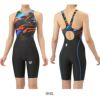 アリーナARENA競泳水着レディースWA承認モデルレーシングワンピーススパッツオープンバックハーフレッグオールインワンAQUARACINGAQUASTRIPE-D2025年秋冬モデルAS5FRC71Lfinaマークあり