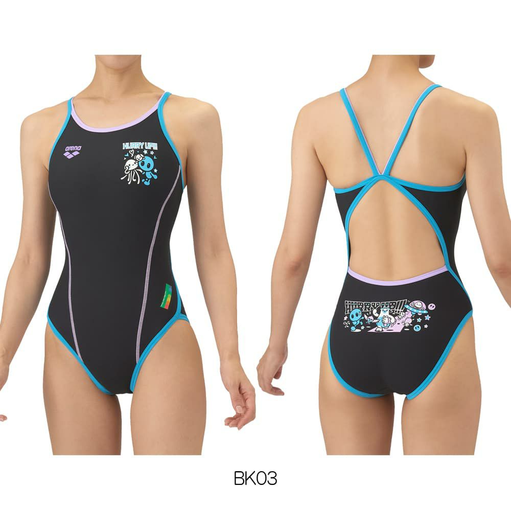 アリーナARENA競泳水着練習用水着レディーストレーニングワンピースオープンバックタフスーツアリーナ君タフスキンE競泳練習水着2025年秋冬モデルAS5FWM00L