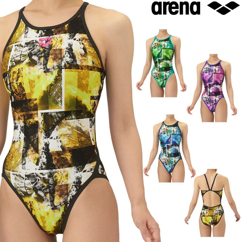 アリーナARENA競泳水着練習用水着レディーストレーニングワンピースオープンバックタフスーツタフスキンT2E競泳練習水着2025年秋冬モデルAS5FWM05L