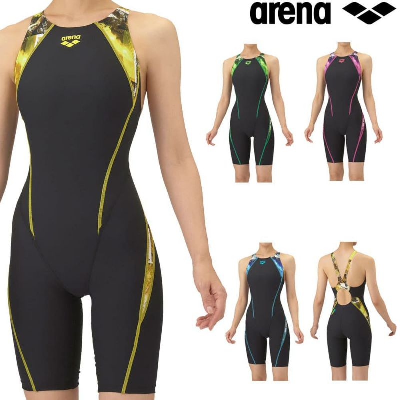 アリーナARENA競泳水着練習用水着レディーストレーニングワンピーススパッツオープンバックハーフレッグオールインワンタフスーツタフスキンE競泳練習水着2025年秋冬モデルAS5FWM09L