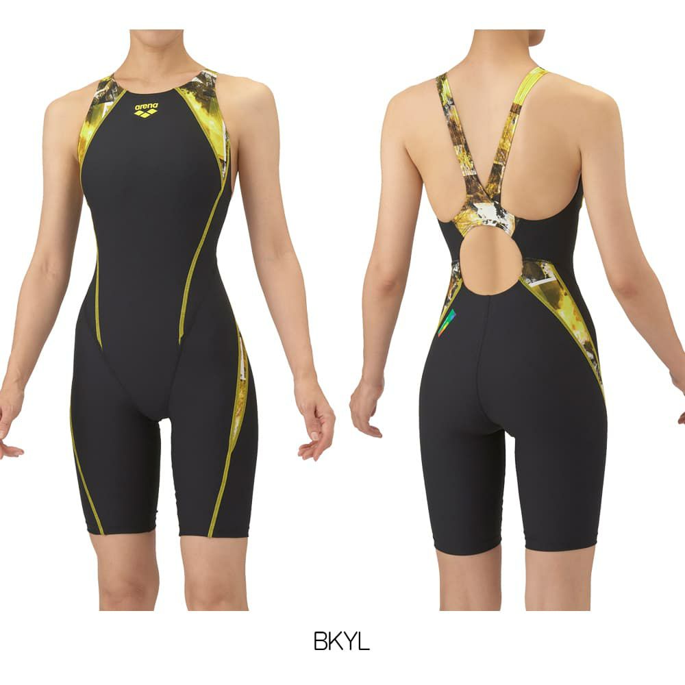 アリーナARENA競泳水着練習用水着レディーストレーニングワンピーススパッツオープンバックハーフレッグオールインワンタフスーツタフスキンE競泳練習水着2025年秋冬モデルAS5FWM09L