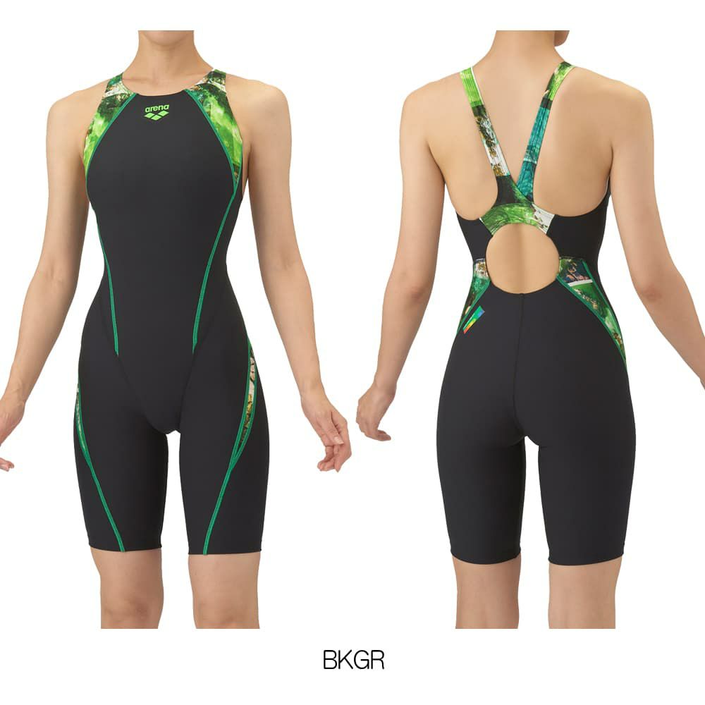 アリーナARENA競泳水着練習用水着レディーストレーニングワンピーススパッツオープンバックハーフレッグオールインワンタフスーツタフスキンE競泳練習水着2025年秋冬モデルAS5FWM09L