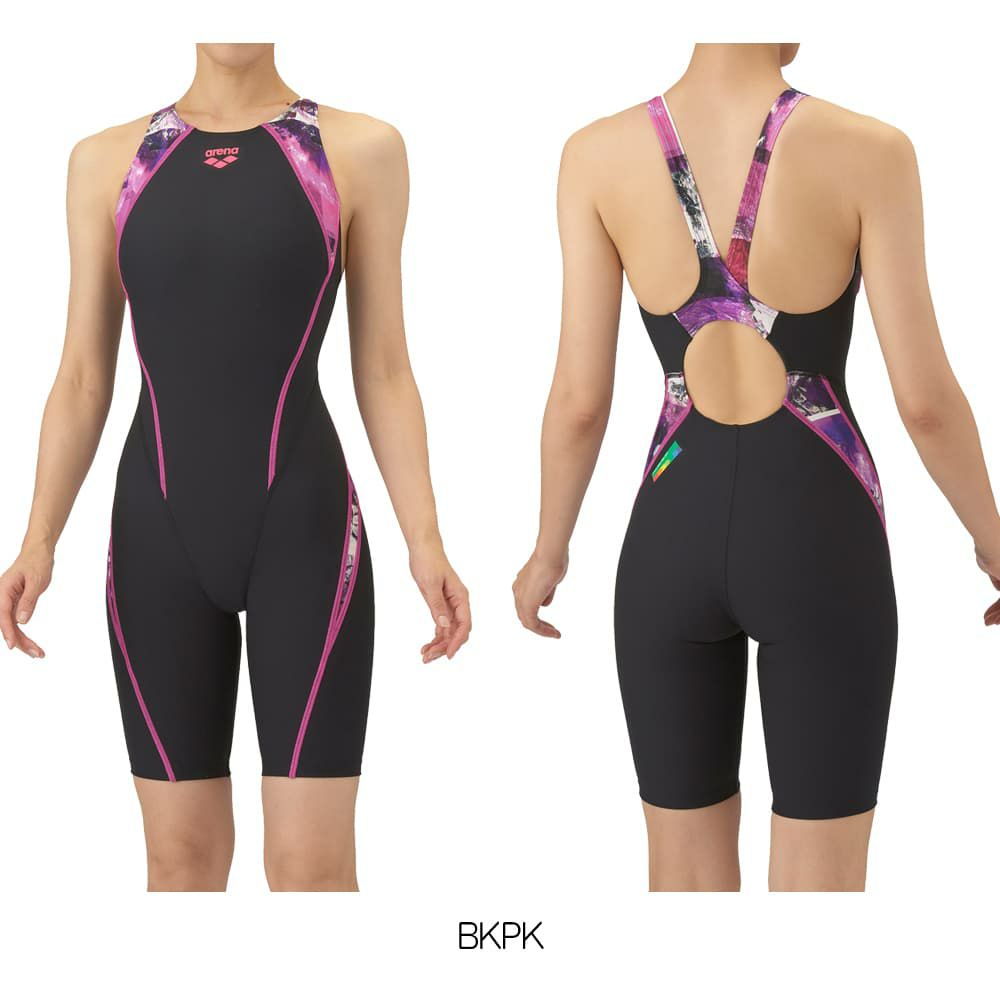 アリーナARENA競泳水着練習用水着レディーストレーニングワンピーススパッツオープンバックハーフレッグオールインワンタフスーツタフスキンE競泳練習水着2025年秋冬モデルAS5FWM09L