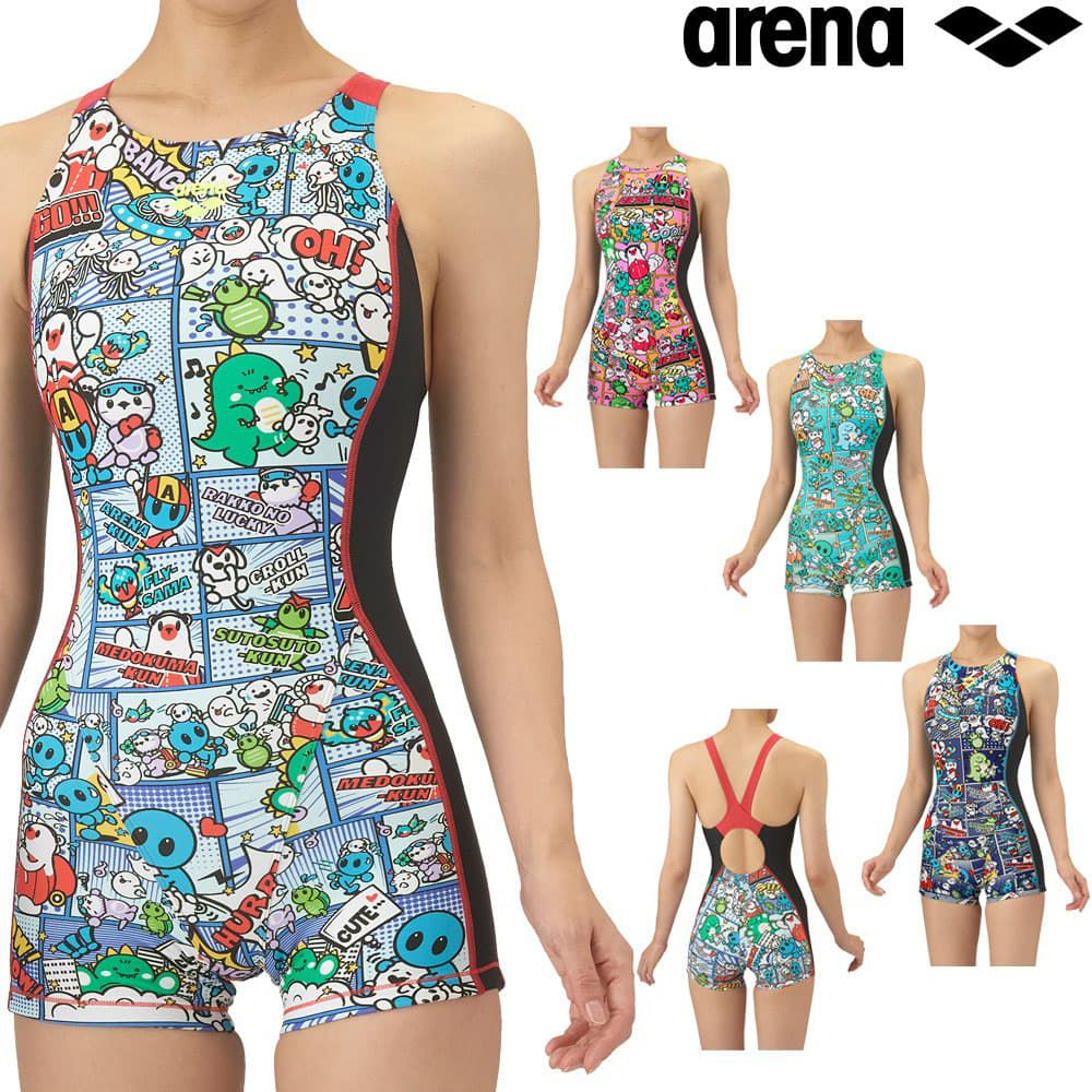 アリーナARENA競泳水着練習用水着レディーストレーニングワンピーススパッツオープンバックミドルレッグオールインワンタフスーツアリーナ君タフスキンE競泳練習水着2025年秋冬モデルAS5FWM15L