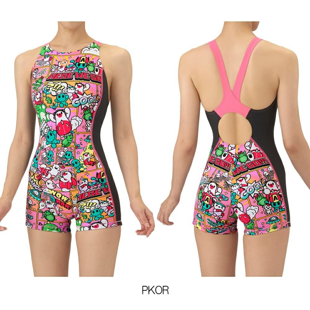 アリーナARENA競泳水着練習用水着レディーストレーニングワンピーススパッツオープンバックミドルレッグオールインワンタフスーツアリーナ君タフスキンE競泳練習水着2025年秋冬モデルAS5FWM15L