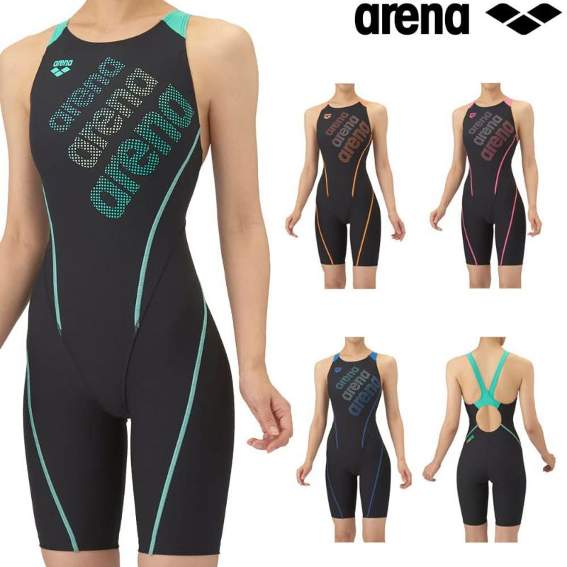 アリーナARENA競泳水着練習用水着レディーストレーニングワンピーススパッツオープンバックハーフレッグオールインワンタフスーツタフスキンE競泳練習水着2025年秋冬モデルAS5FWM24L