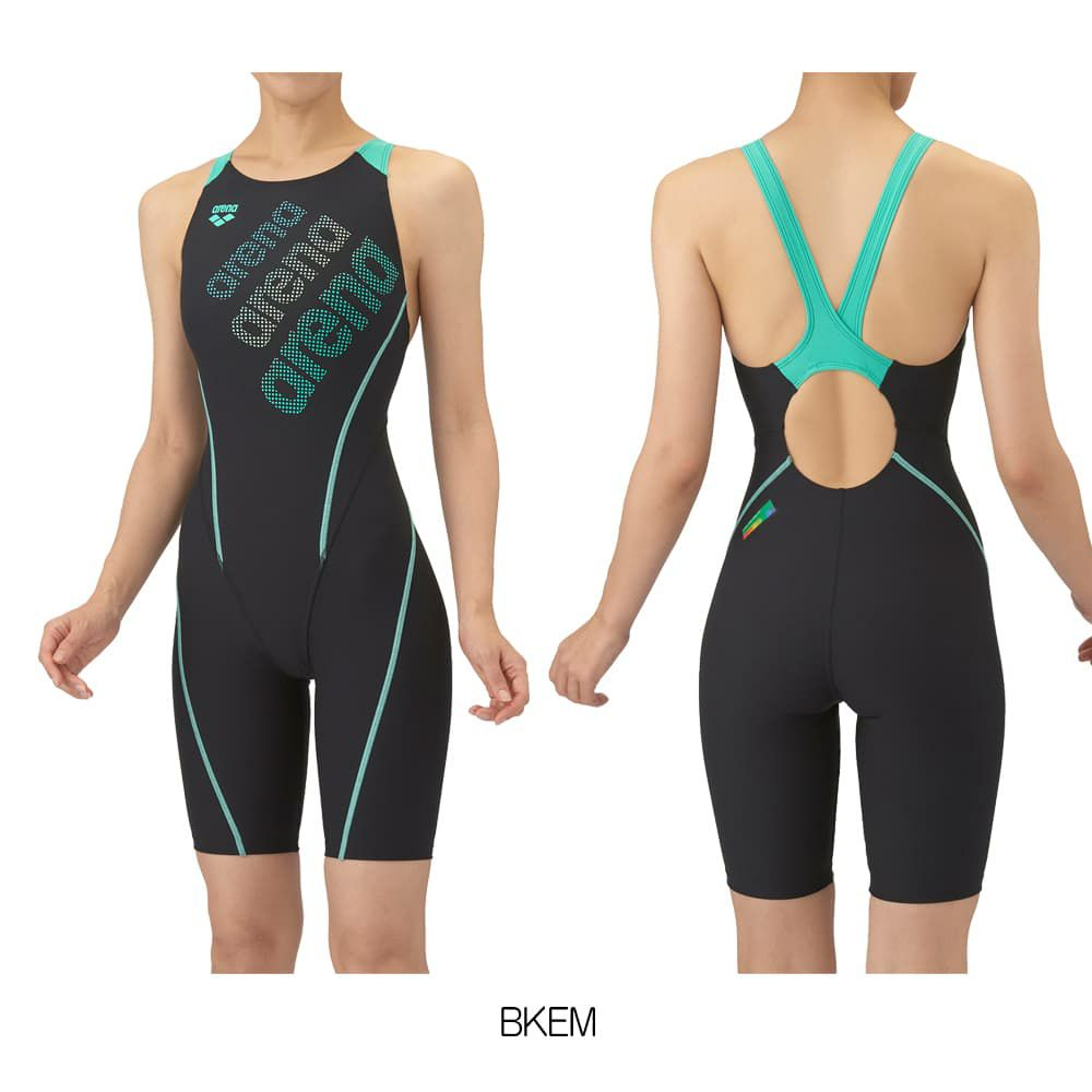 アリーナARENA競泳水着練習用水着レディーストレーニングワンピーススパッツオープンバックハーフレッグオールインワンタフスーツタフスキンE競泳練習水着2025年秋冬モデルAS5FWM24L