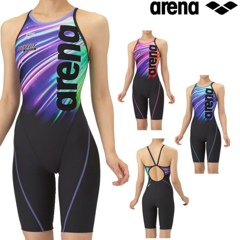 アリーナARENA競泳水着練習用水着レディーストレーニングワンピーススパッツオープンバックハーフレッグオールインワンタフスーツタフスキンE競泳練習水着2025年秋冬モデルAS5FWM27L