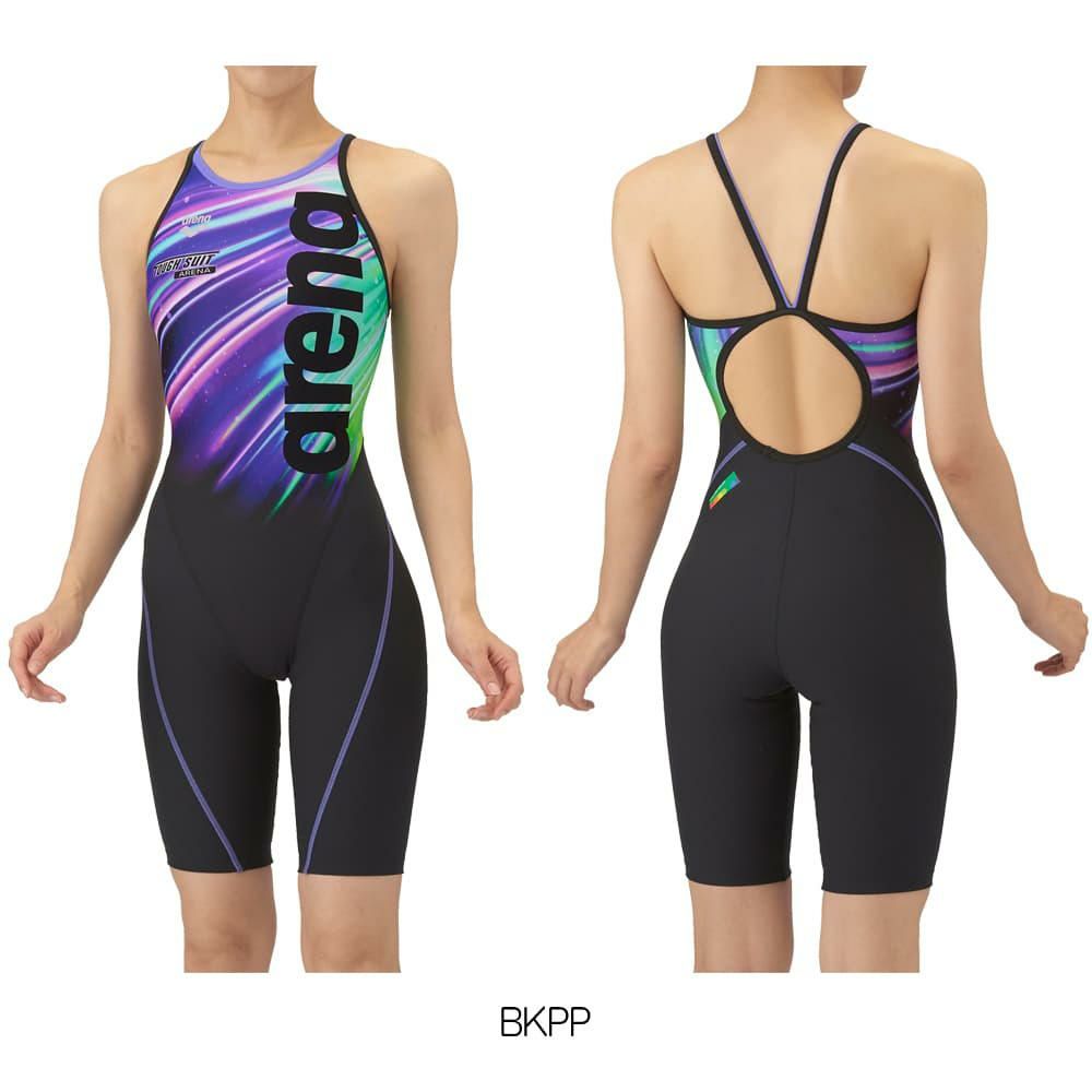 アリーナARENA競泳水着練習用水着レディーストレーニングワンピーススパッツオープンバックハーフレッグオールインワンタフスーツタフスキンE競泳練習水着2025年秋冬モデルAS5FWM27L