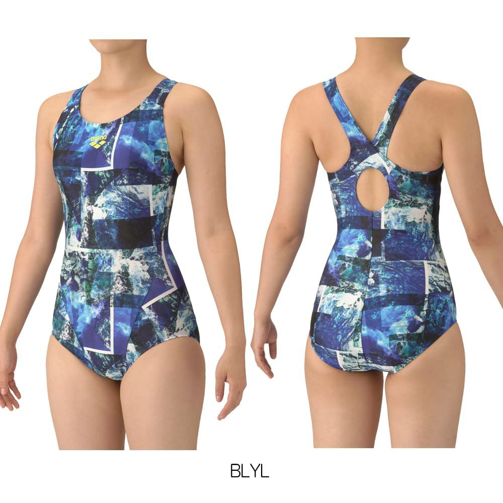 アリーナARENAフィットネス水着レディースフィットネスワンピースオープンバックぴったりパッドAQUAEXAパッド付き2025年秋冬モデルAS5FWF06L