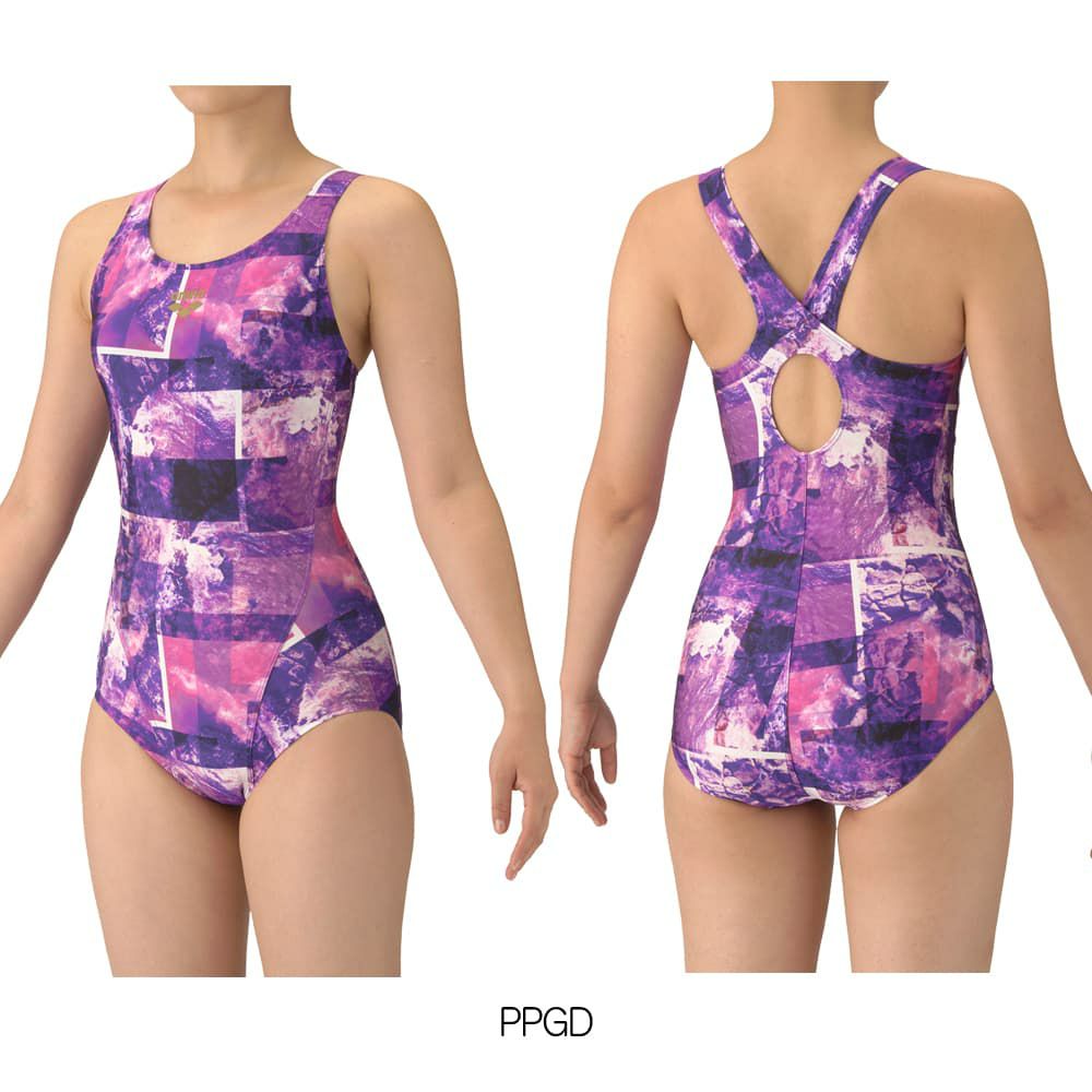 アリーナARENAフィットネス水着レディースフィットネスワンピースオープンバックぴったりパッドAQUAEXAパッド付き2025年秋冬モデルAS5FWF06L