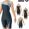 アリーナARENAフィットネス水着レディースフィットネスワンピーススパッツオープンバックハーフレッグぴったりパッドオールインワンAQUAEXAパッド付き2025年秋冬モデルAS5FWF09L