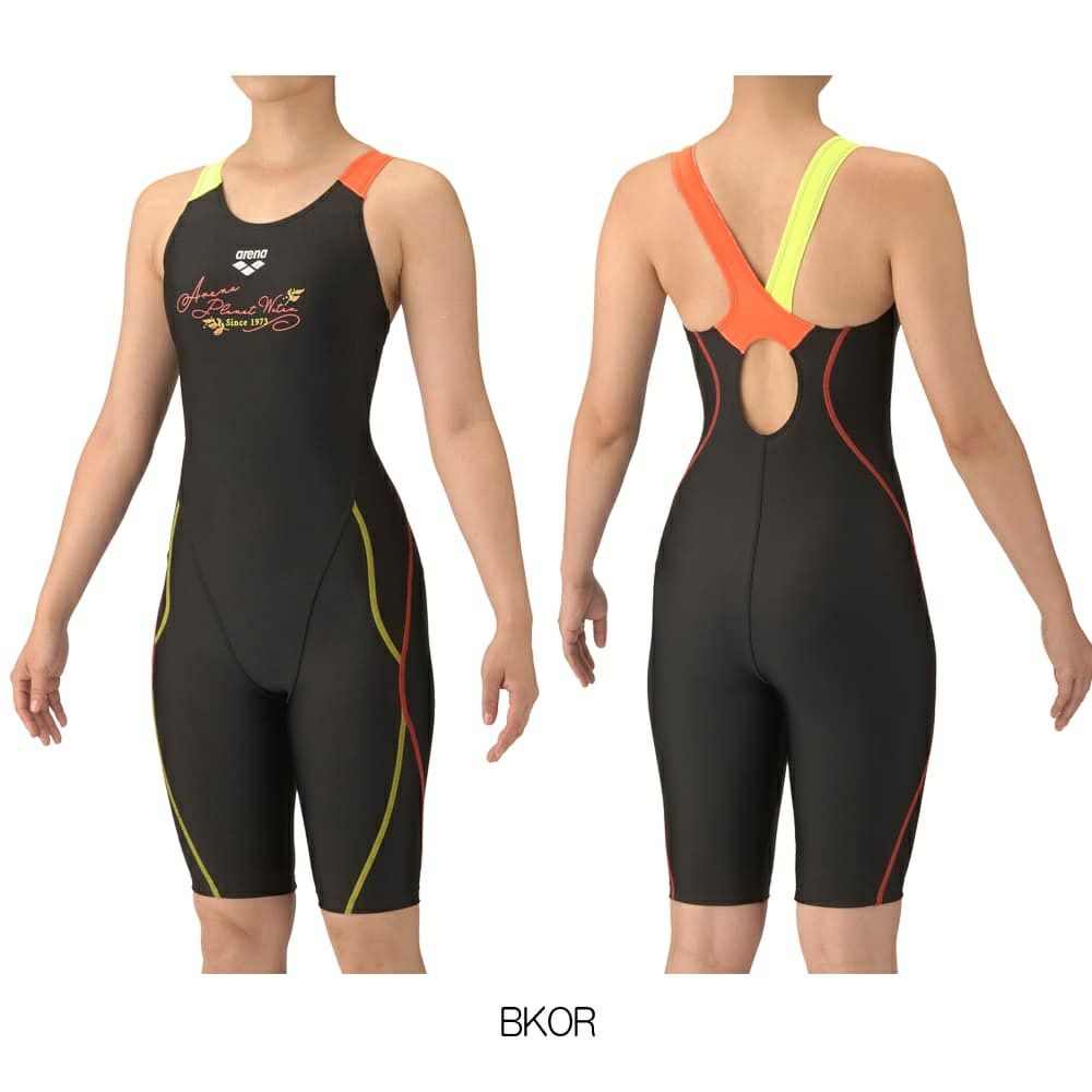 アリーナARENAフィットネス水着レディースフィットネスワンピーススパッツオープンバックハーフレッグひっかけパッドオールインワンAQUAEXAパッド付き2025年秋冬モデルAS5FWF10L