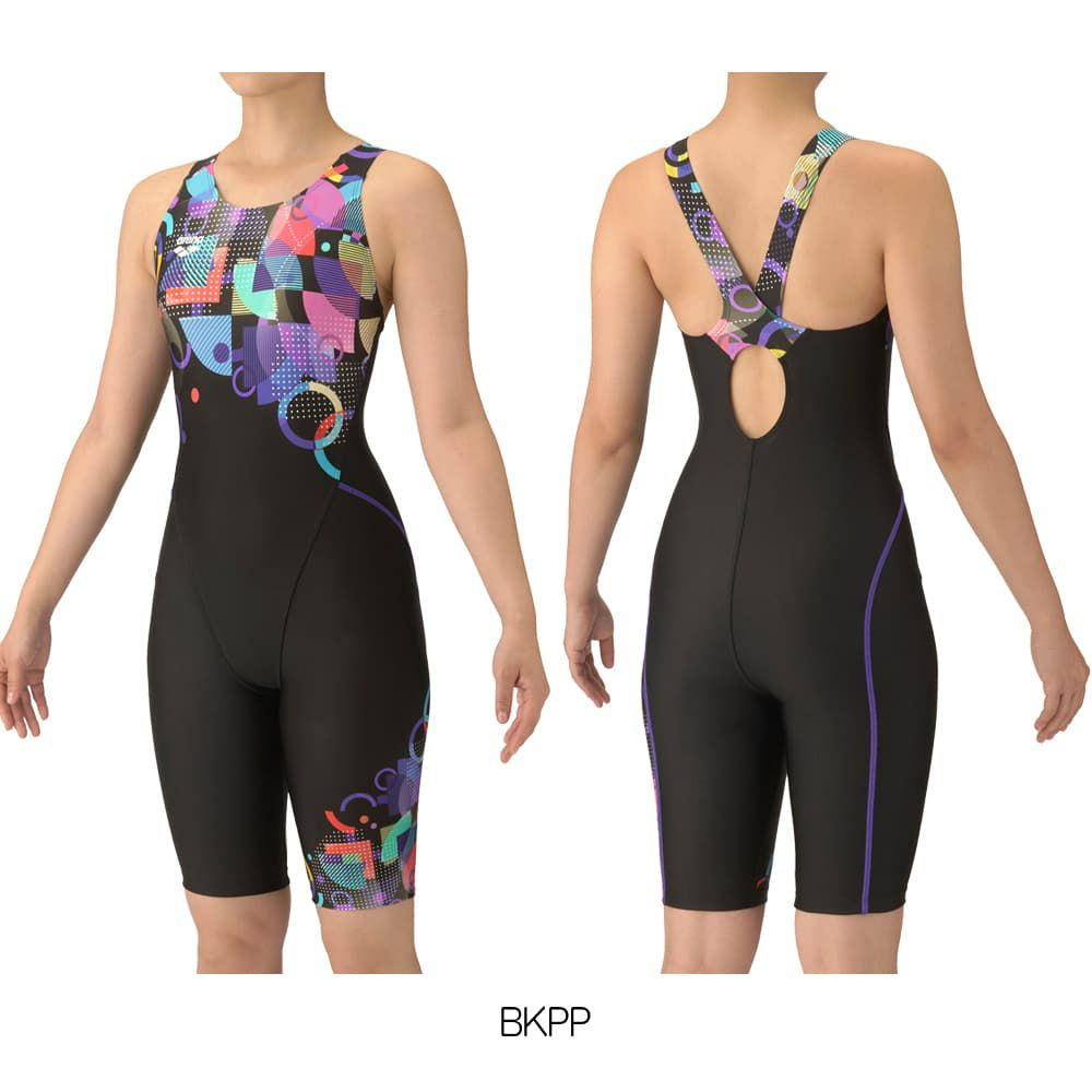 アリーナARENAフィットネス水着レディースフィットネスワンピーススパッツオープンバックハーフレッグひっかけパッドオールインワンAQUAEXAパッド付き2025年秋冬モデルAS5FWF12L