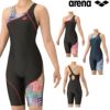 アリーナARENAフィットネス水着レディースフィットネスワンピーススパッツオープンバックハーフレッグぴったりパッドオールインワンAQUAEXAパッド付き2025年秋冬モデルAS5FWF13L