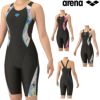 アリーナARENAフィットネス水着レディースフィットネスワンピーススパッツカバーバックハーフレッグぴったりパッドオールインワンAQUAEXAパッド付き2025年秋冬モデルAS5FWF14L