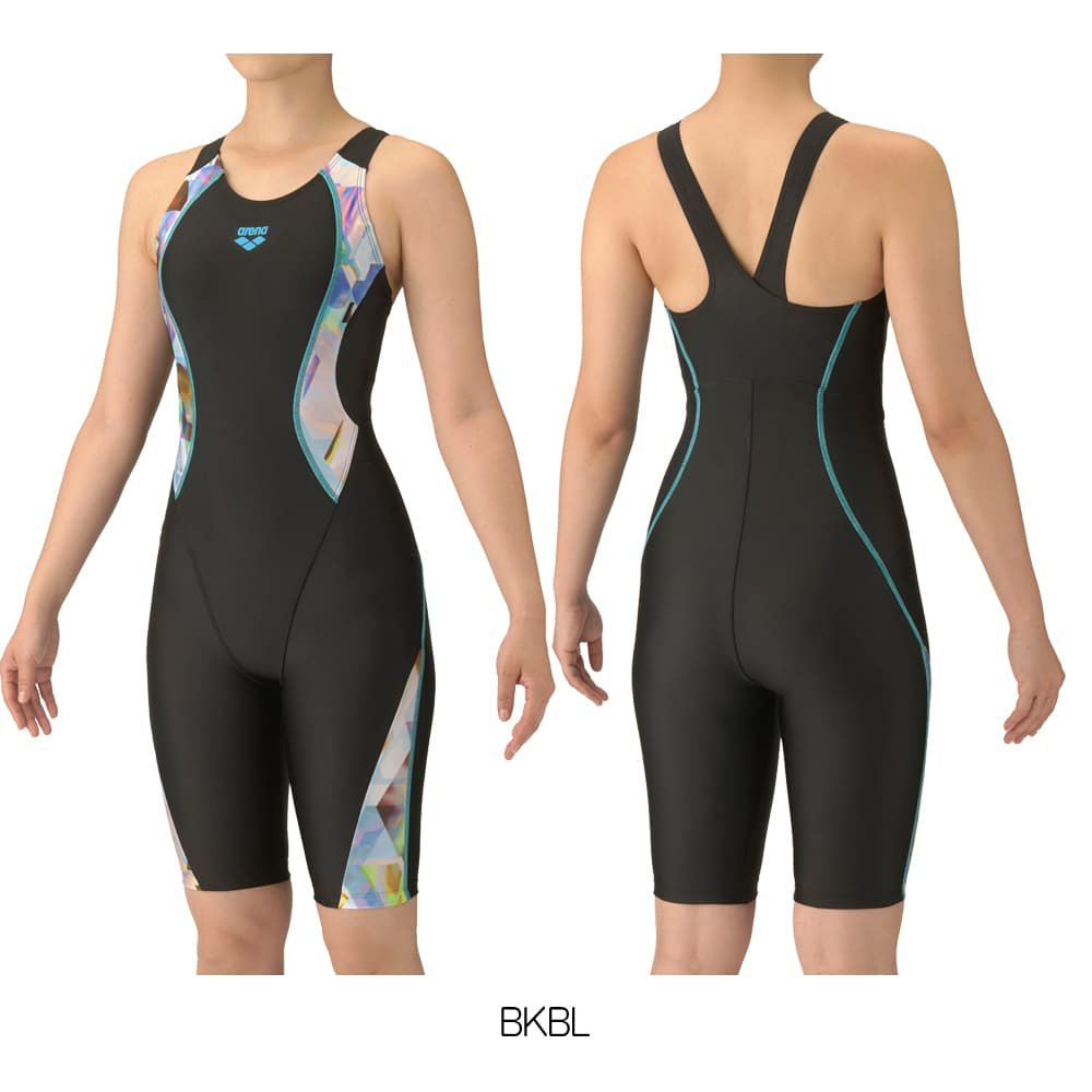 アリーナARENAフィットネス水着レディースフィットネスワンピーススパッツカバーバックハーフレッグぴったりパッドオールインワンAQUAEXAパッド付き2025年秋冬モデルAS5FWF14L