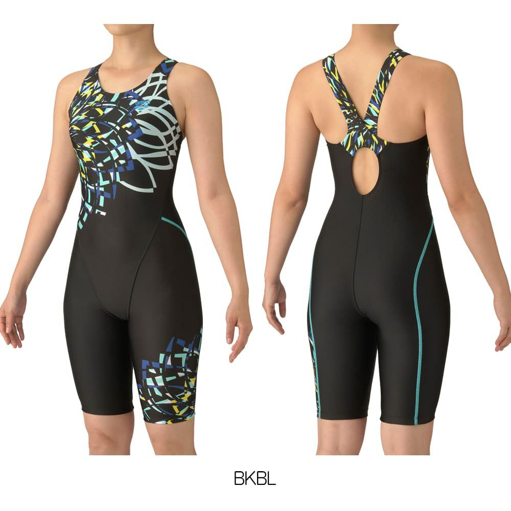 アリーナARENAフィットネス水着レディースフィットネスワンピーススパッツオープンバックハーフレッグぴったりパッドオールインワンAQUAEXAパッド付き2025年秋冬モデルAS5FWF15L