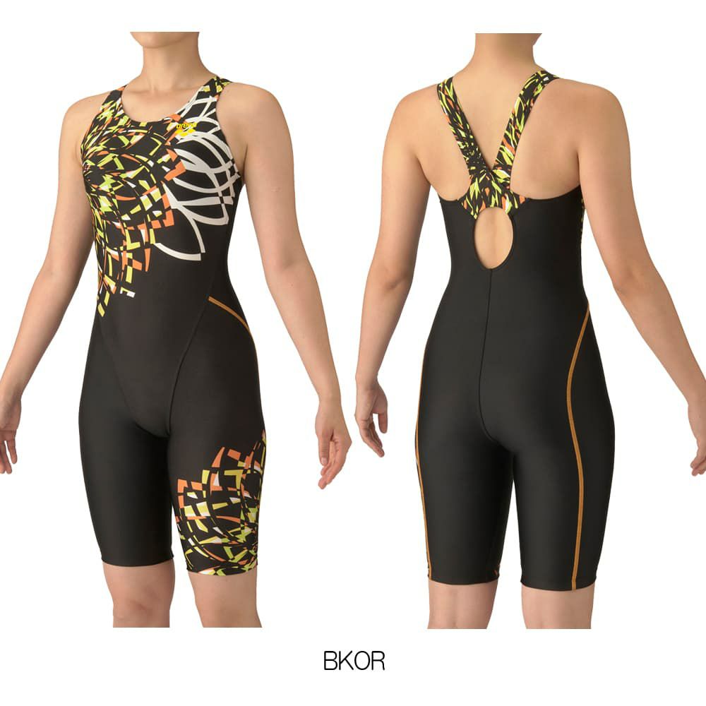 アリーナARENAフィットネス水着レディースフィットネスワンピーススパッツオープンバックハーフレッグぴったりパッドオールインワンAQUAEXAパッド付き2025年秋冬モデルAS5FWF15L