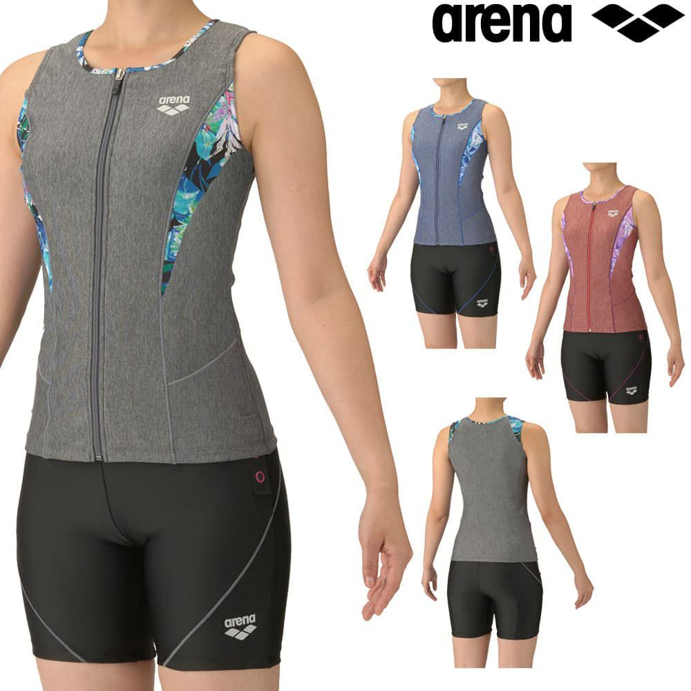 アリーナARENAフィットネス水着レディースフィットネスセパレーツカバーバックミドルレッグ差し込みパッドパッド付き2025年秋冬モデルAS5FWF46L