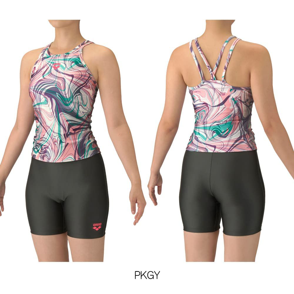 アリーナARENAフィットネス水着レディースフィットネスセパレーツミドルレッグ差し込みパッドパッド付き2025年秋冬モデルAS5FWF50L