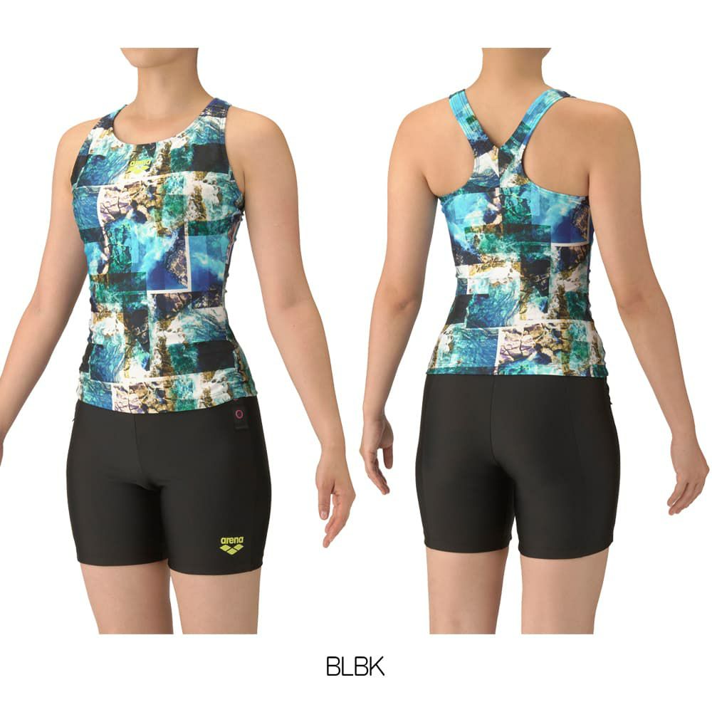 アリーナARENAフィットネス水着レディースフィットネスセパレーツYバックミドルレッグ差し込みパッドパッド付き2025年秋冬モデルAS5FWF51L