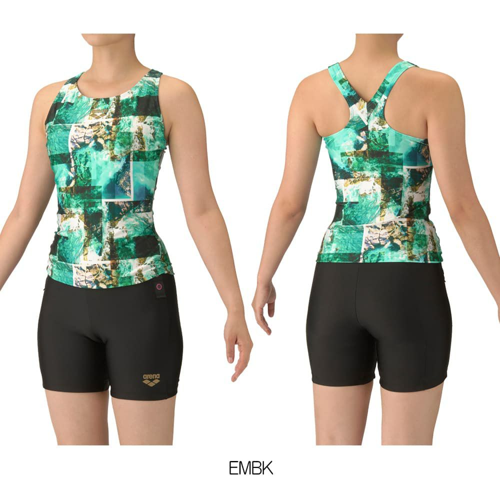 アリーナARENAフィットネス水着レディースフィットネスセパレーツYバックミドルレッグ差し込みパッドパッド付き2025年秋冬モデルAS5FWF51L